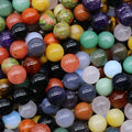 Natural 16mm Non-Porous-Ball Round Loose Gemstone Amethyst Agate Black Obsidian Crystal Ball Diy Non-Porous Stone Beads Ball