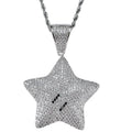 Western Style Hip Hop Pentagon Star Inlaid Zircon Copper Pendant With Stainless Steel Twist Chain