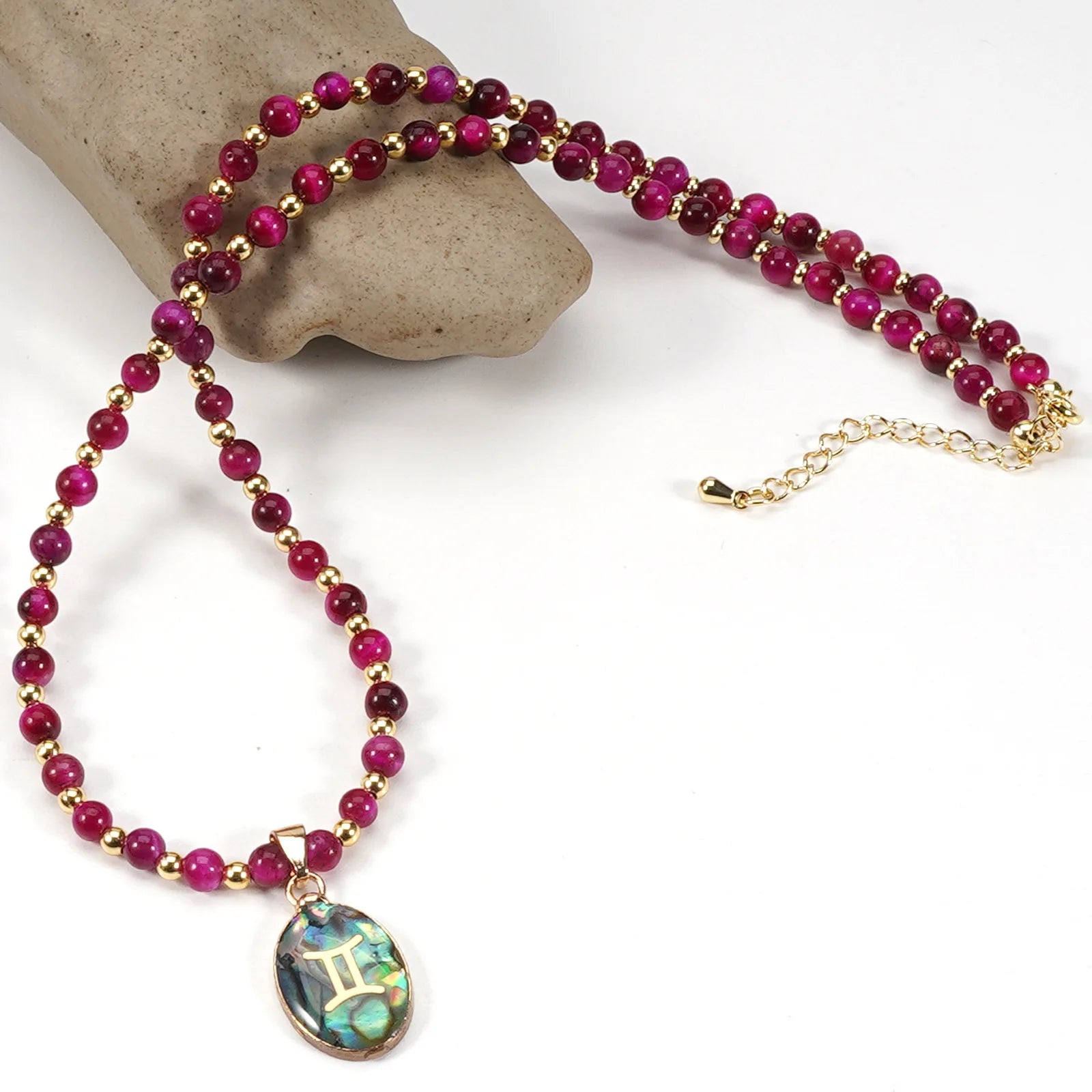 Natural Tiger Eye Zodiac Necklace for Women Men Healing Crystal Energy Stone Rosary Jewelry Gemstone Beaded Choker Wholesale