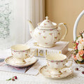 Qian Hu 2025 New Arrival 2022 Vintage British Floral Tea Pot High Ceramic/Porcelain Afternoon Tea Cup Saucer Set Home Use