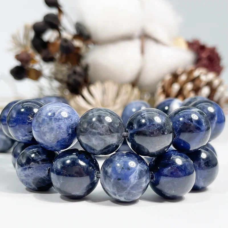 Natural Smooth Sodalite Gemstone Loose Round Stone  Beads for Jewelry Making DIY Handmade Crafts 4mm 6mm 8mm 10mm 12mm 14mm