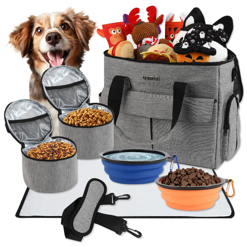 Pet Travel Backpack Suitable for Dog Food Travel Bag Multi-functional Pocket Suitable for Dog and Cat Weekend Storage Bag