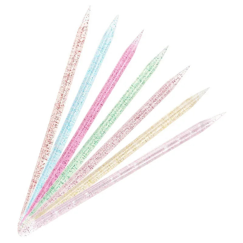 100Pcs/Bag Reusable Double-head Crystal Cuticle Pusher Cuticle Removal Tool Orange Wood Nails Pedicure Care Drill Stick Tools