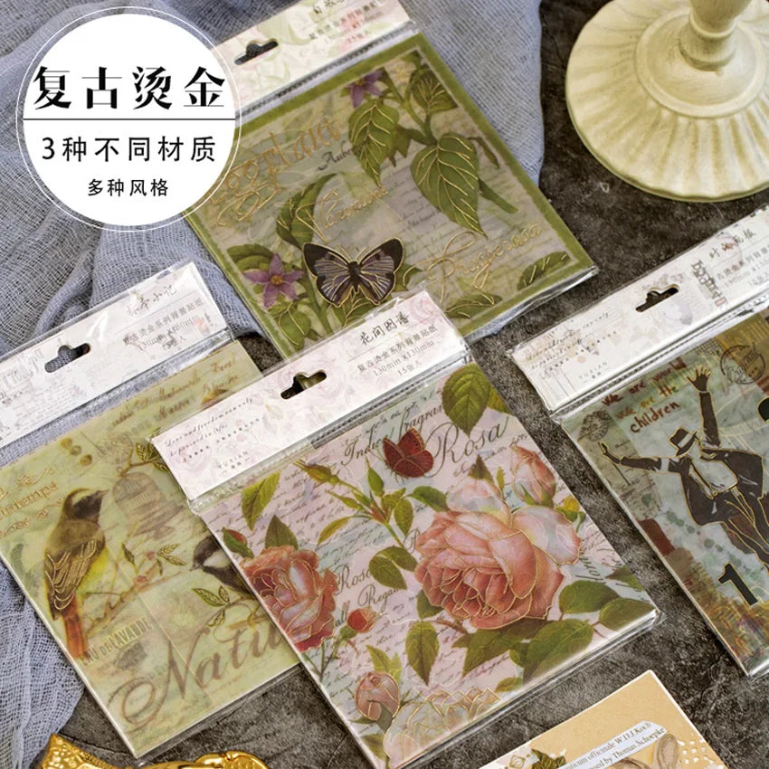 15 Sheets/pack Cartoon Self-adhesive Gloss Lamination Paper Scrapbooking Stickers for Promotional Gifts Diary Party Decoration MegaBDM