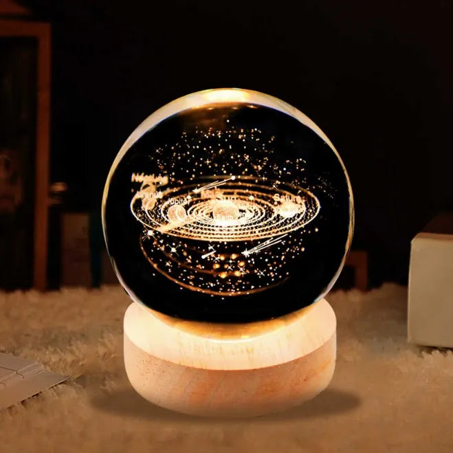 Wholesale 3D Laser Engraving Solar System Crystal Ball K5 Glass Etached galaxy Ball Mold