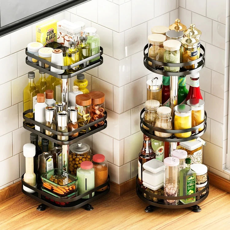 Revolving 360 Degree Rotating Spice Rack All Types Kitchen & Tabletop Organizer Storage White Metal Item Storage Rack