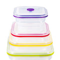 Hot Sale Square Collapsible Food Storage & Container Reusable Microwave Transparent Foldable Silicone Bento Lunch Boxes for Kids