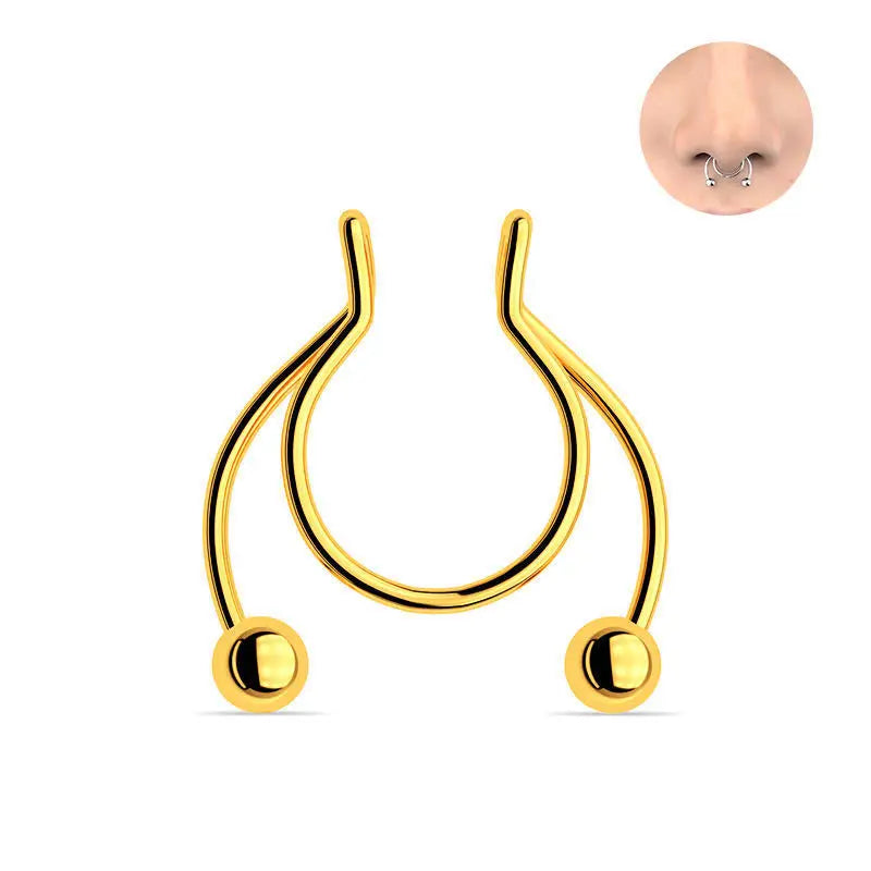 2023 New Design Fashion Piercing Jewelry Antler Shape Nail Lip Ring Stainless Steel Silver Black Rose Gold Nose Ring