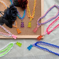 Punk Acrylic Plastic Collar Necklace Bear Pendant Bohemian Gift Clavicle Chain Double Color Chain Jewelry Unisex