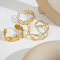 18K Gold Plated Stainless Steel Jewelry Spiral Hollow Heart Shaped Adjustable Open Bangle Waterproof for Woman Bracelet B242491