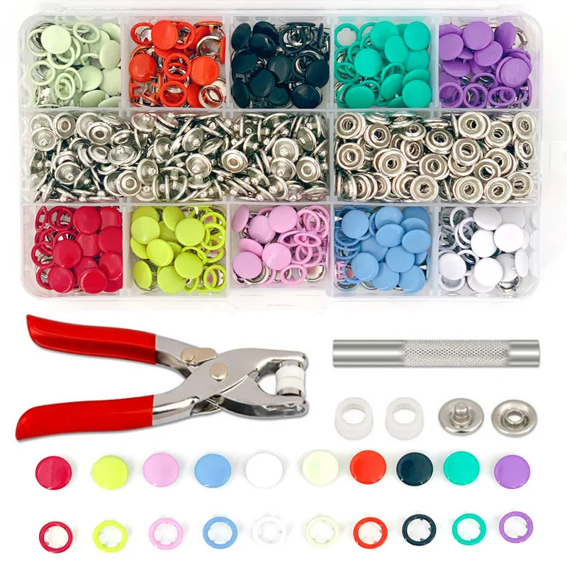 New 100 Sets Metal Snap Button Kit Plier Tool With Invisible Seamless Buckle DIY Snap Tool