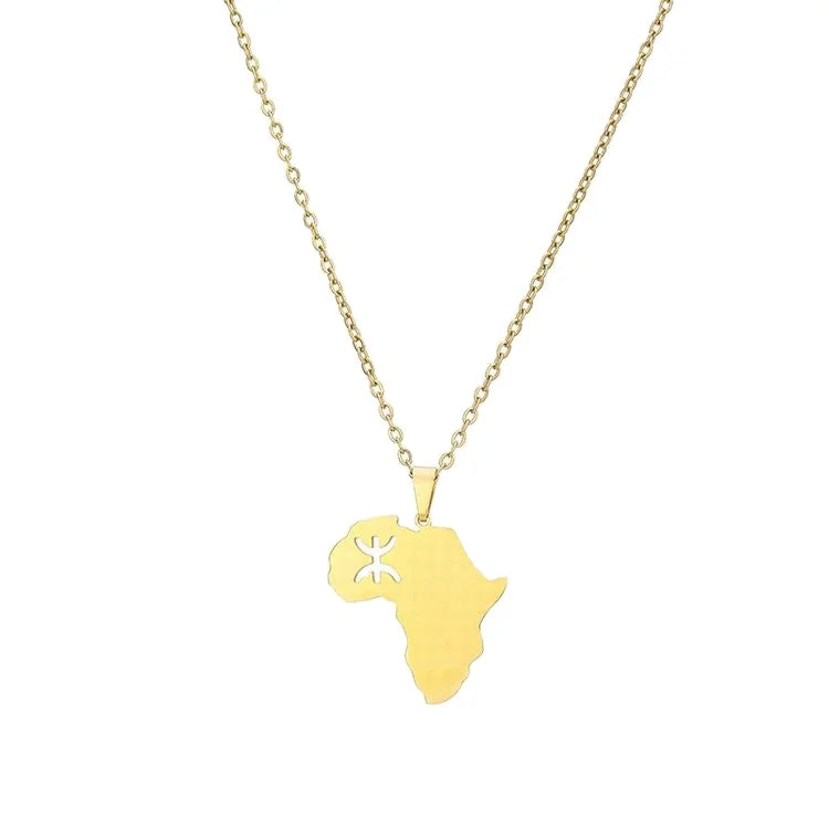European and American Fashion Ethnic Style African Map Berber Pendant Necklace Geometric Type