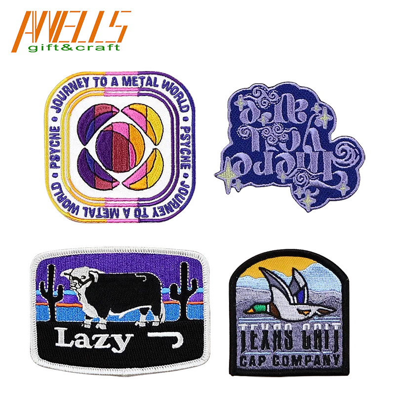 AWELLS Delicate Cool Cartoon Iron-On Twill Eco-friendly Embroidery Patches with English Letter Design for Clothing Hats Bags
