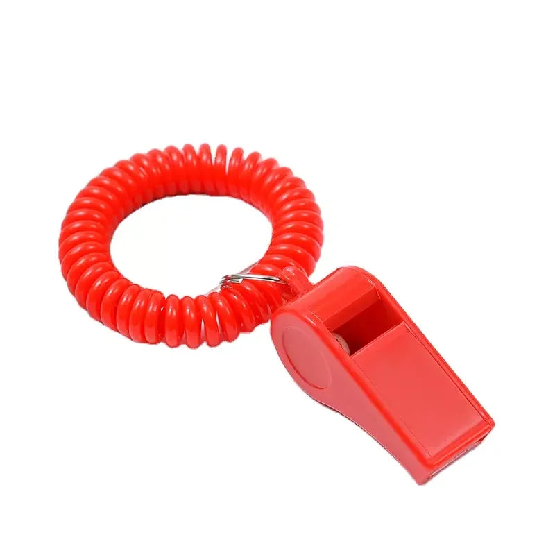 Cheap ABS Plastic Red Whistle Sports Whistle With Wristband Lanyard