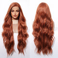 Changeable Hairstyle 13x6 Lace Wig Future Fiber Synthetic Curly Wig Real Photo High Density Red Brown Orange