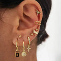 Jewelry Cartilage Earrings Cuff Dragonfly Star Cross Sun Lock Stud Hoops Earrings Sets for Women Jewelry