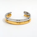 Fenny 18K PVD Plated Wholesale Waterproof&No Fade Charm Irregular Smooth Arc Curve Cuff Stainless Steel Bracelet for Women