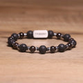 Natural Lava Stone Bracelet Stainless Steel Charm Healing Energy Bracelet for Women Men Red Garnet Beaded Elastic Bracelet