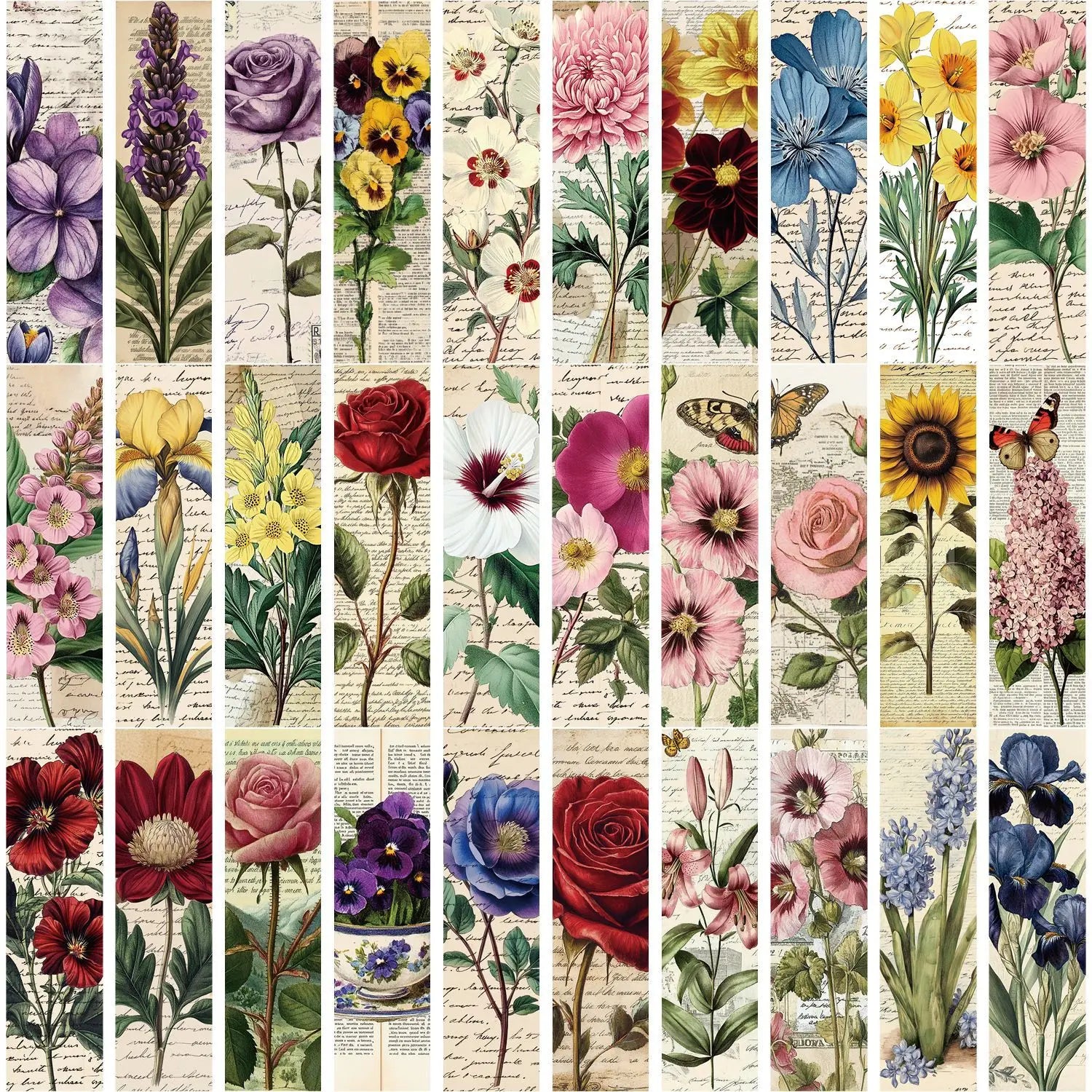 15CM 30PCS Vintage floral bookmarking book lovers gift elegant butterfly flower book mark