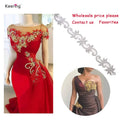 Gold Rhinestone Bling Bridal Belt Craft Chain Crystal Costume Dress Diamond Applique Patch Trimmings for Sewing Clothes WRA-304