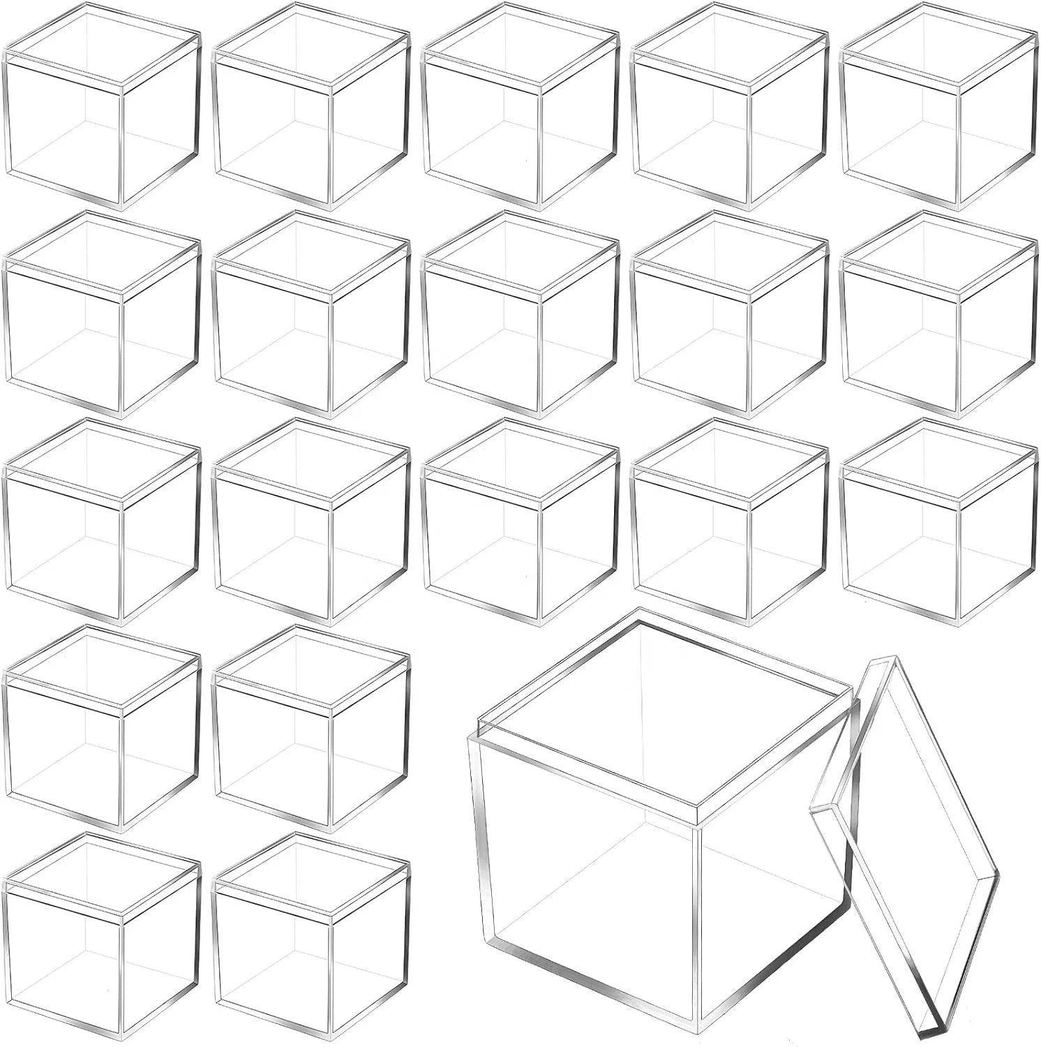2.2 X 2.2 X 2.2 Inch Small Acrylic Square Cube Box With Lid Clear Plastic Display Rack for Candy Pill Tiny Jewelry Toys Gifts