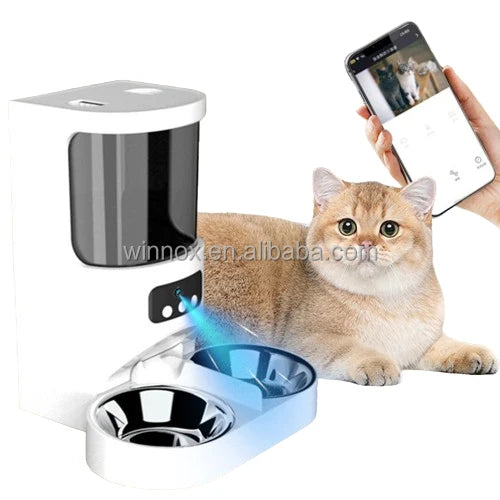 Wholesale Double Plate Auto Video Camera Dog Cat Food Dispenser 4L Automatic Smart Pet Feeder with Double Bowls