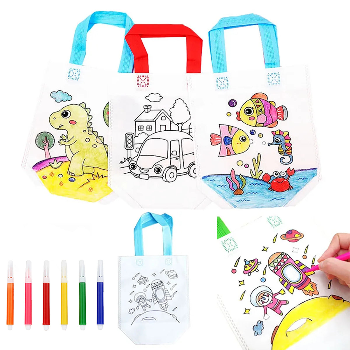 Wholesale DIY Cartoon Pattern Eco Reusable Non Woven Medium Laminated Tote Shopping Bag with Custom Colors
