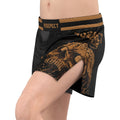 Men's High Mobility Fight Shorts Elastic Waist Light Poly Spandex Blend 4-Way Stretch for MMA Training Workout