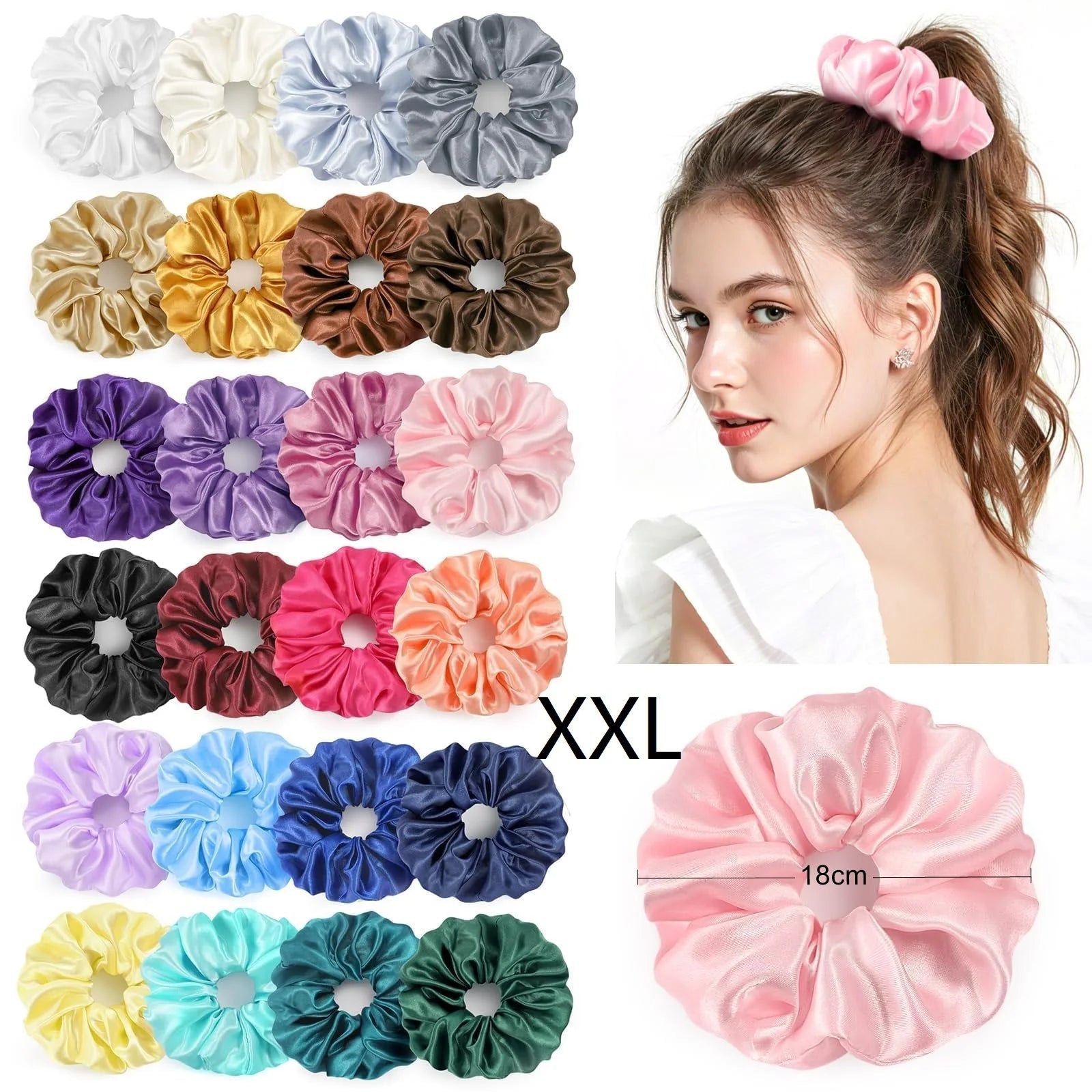 Bulk Wholesale 18cm Large Silk Satin Scrunchies  Oversized  Elastic Hairs Ties No Damage Hairs Bands for Women Girls Gifts