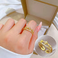 Fashion Gold Plated Light Luxury Star Zircon Diamond Inlaid Opening Rings for Women Finger Jewelry Adjustable Wholesale