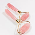 HZ Original New Face Jade and Set Rose Quartz Roller With Silver Detail