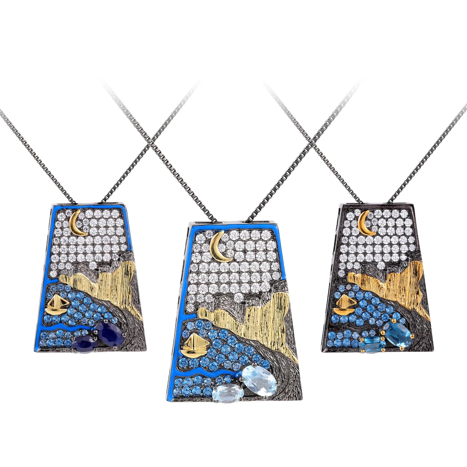 C8209 Abiding Fine Jewelry Factory Landscape Natural Gemstone Jewelry Women 925 Sterling Natural Stone Pendant