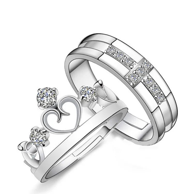 BASQUESUN Factory Wholesale Custom New Prince and Princess Couple Fashion Light Luxury Commemorative Creative Couple Ring