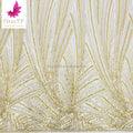 HY2310-4 Romantic French Gold Beaded Sequin Lace Embroidery Wedding Bridal Gown Women Fabric