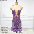 Ocstrade Sparkly Rhinestone Velvet Club Party Dress With Feather Sleeveless Sheer Mesh Short Club Party Dresses for Women