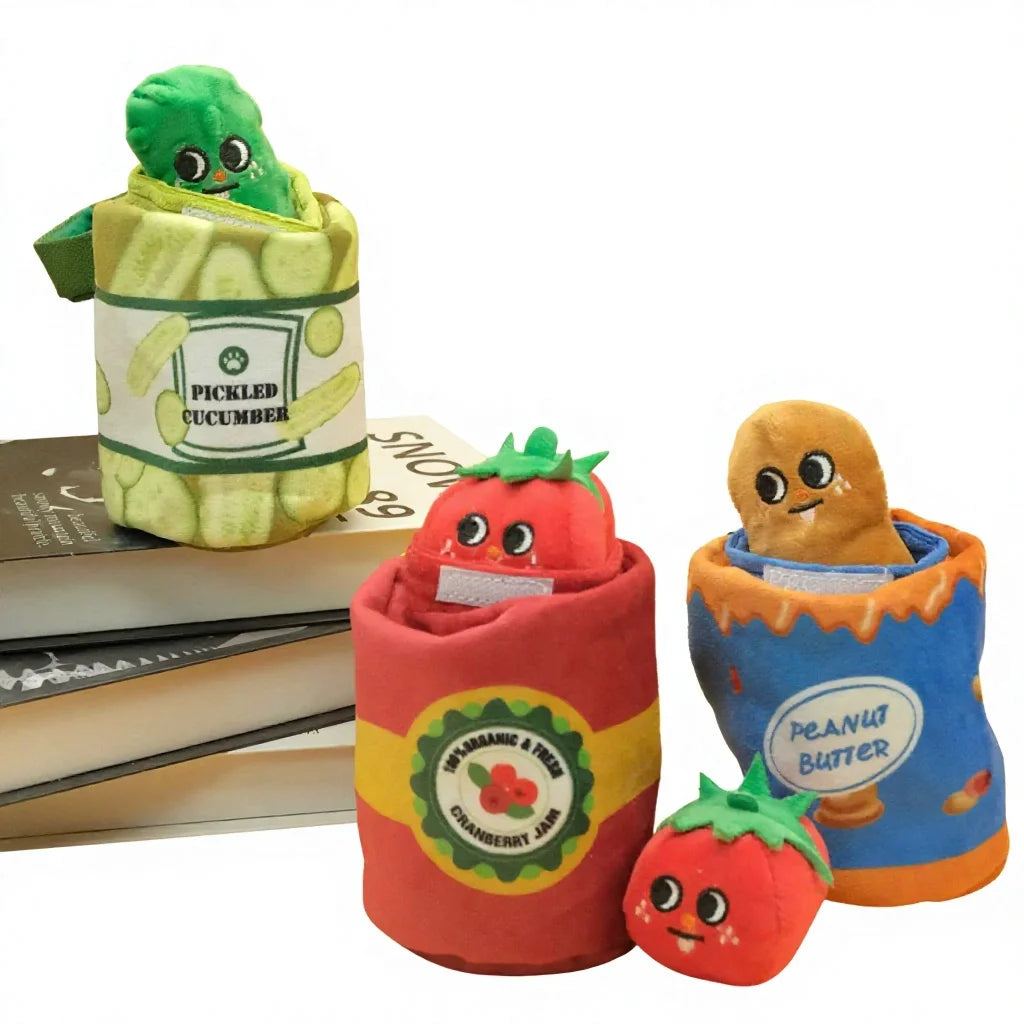 Wholesale Eco-Friendly Luxury Custom Dog Plush Toy Bottle Series Stuffed Plush Jar Pet Squeaky Chew Toys