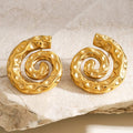 2025 New Arrival Fashion Jewelry Non Tarnish 18K PVD Gold Stainless Steel Earring Texture Hammer Pattern Spiral Stud Earrings