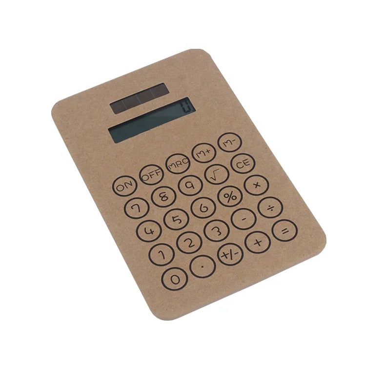 Kraft Electronic Calculator Promotional Gift Customized Private Label logo 8 Digit Solar Power Memo Pad Calculadora