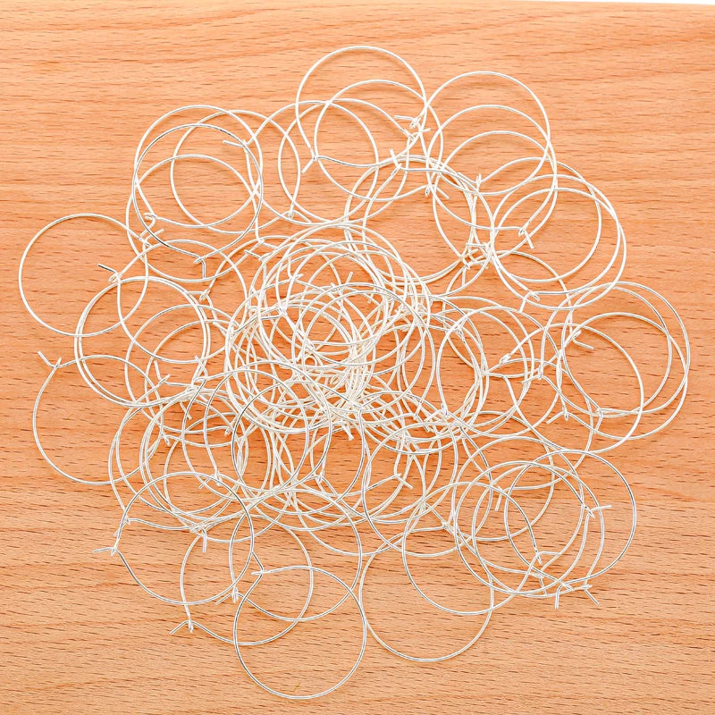 100pcs 20-35mm Metal Hoop Earrings Big Circle 4 Colors Round Earring Women Jewelry Making Earring Base DIY Accessories V139