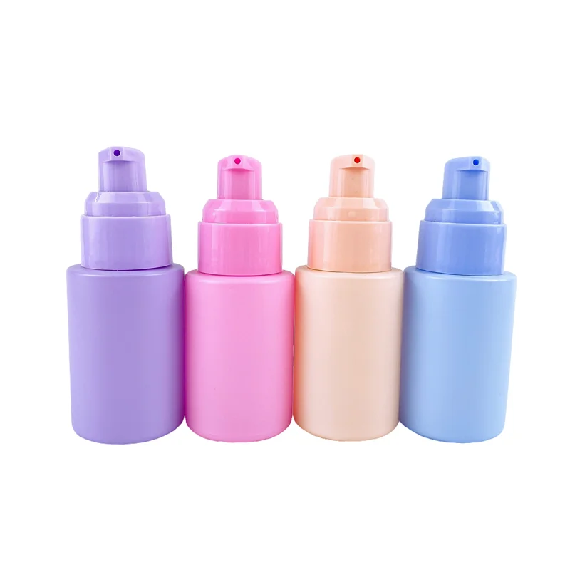 Luxury Matte Colorful Glass Bottle with Airless Pump Head Cap Brush Modern Cosmetic Lotion Packaging Includes Paper Box
