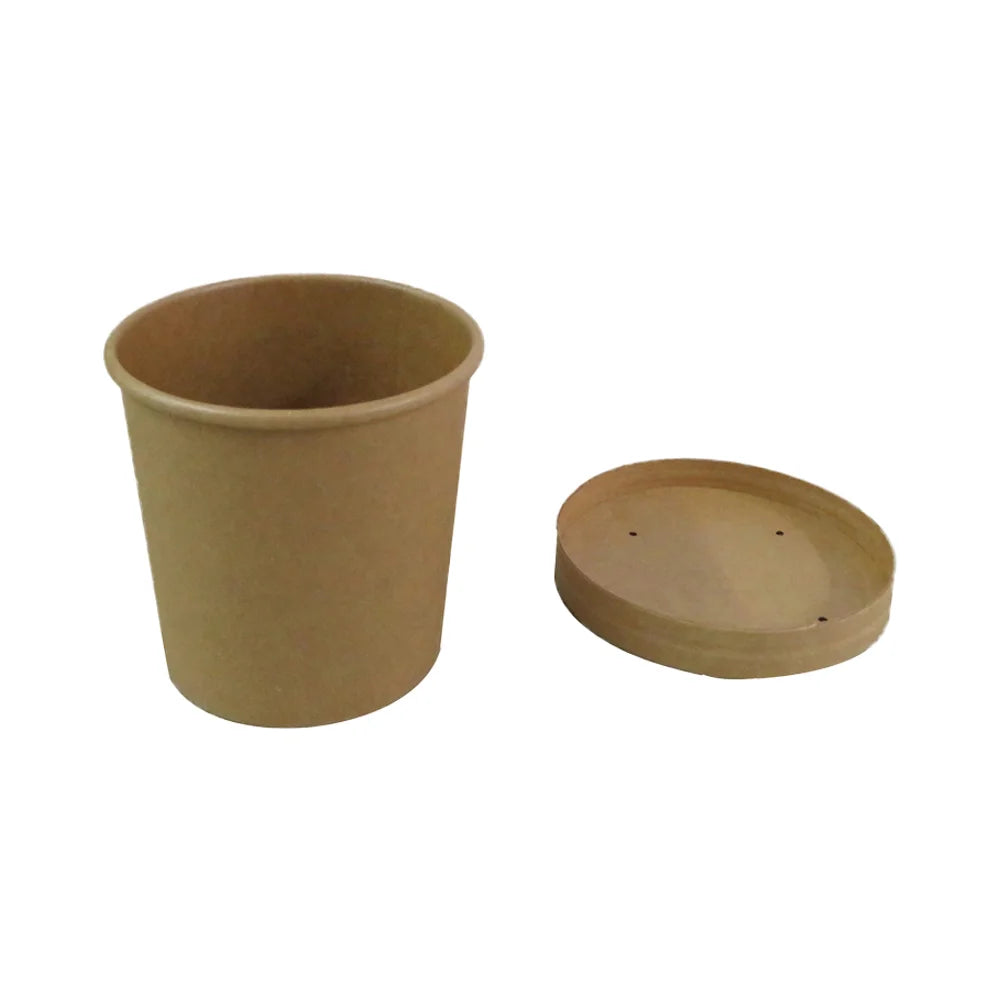 8oz Waterproof Disposable Hot Soup Bowls with Lids Paper Take Away Soup Containers
