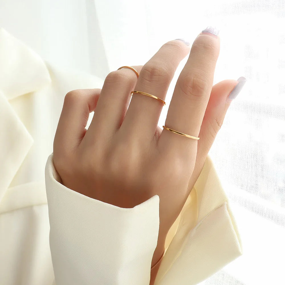 Hot Sale Fashion Personality Finger Ring Women Combination Stacking Ring Stainless Steel 18K Gold Plated Women Rings