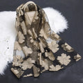 Wholesale Like-Silk Organza Cashew Scarf Embroidery Sunscreen Shawl Long Lace Feather Leaf Pattern Other Scarves