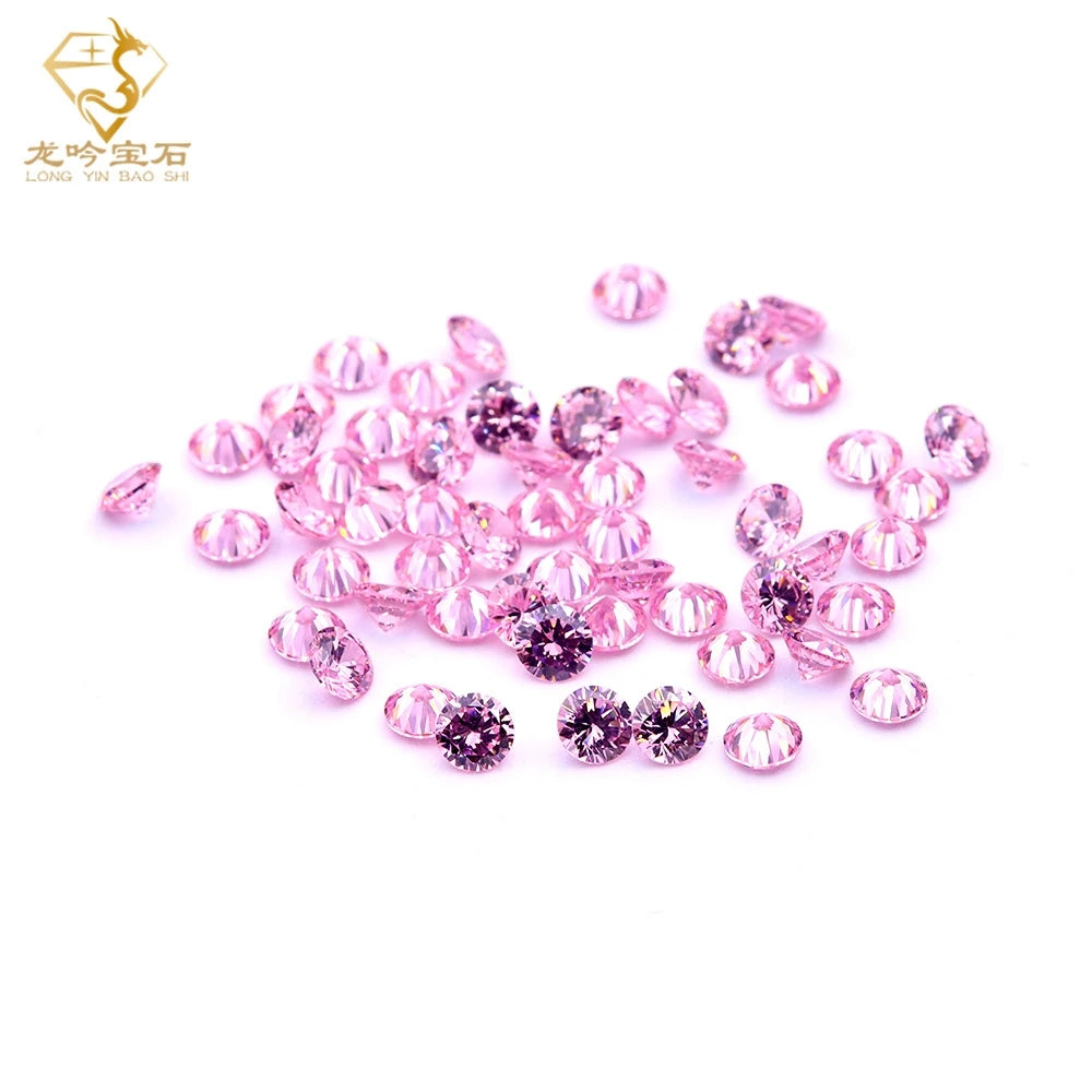 Factory Price 3A Cubic Zirconia Round Brilliant Cut Pink Color CZ Stones Colorful Loose Synthetic Gemstones for Jewelry Making