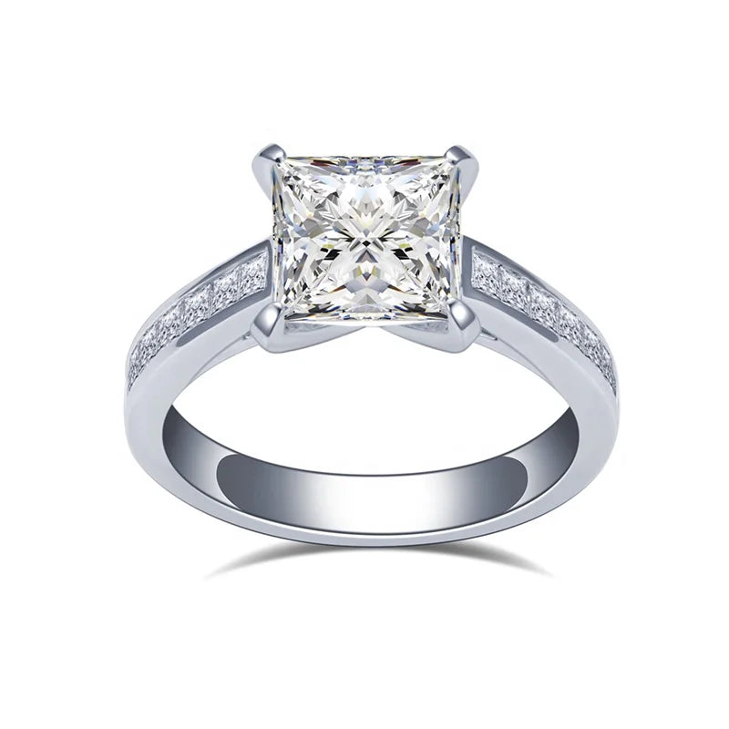 MSR-1408 IGI 18K White Gold Princess Cut Lab Grown Diamond Ring 3.07ct with Classic Design for Anniversaries