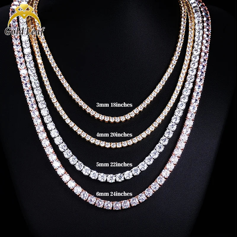 Goldleaf Jewelry 925 Silver VVS D Color Moissanite Tennis Bracelet Moissanite Tennis Necklace Charm Moissanite Tennis Chain