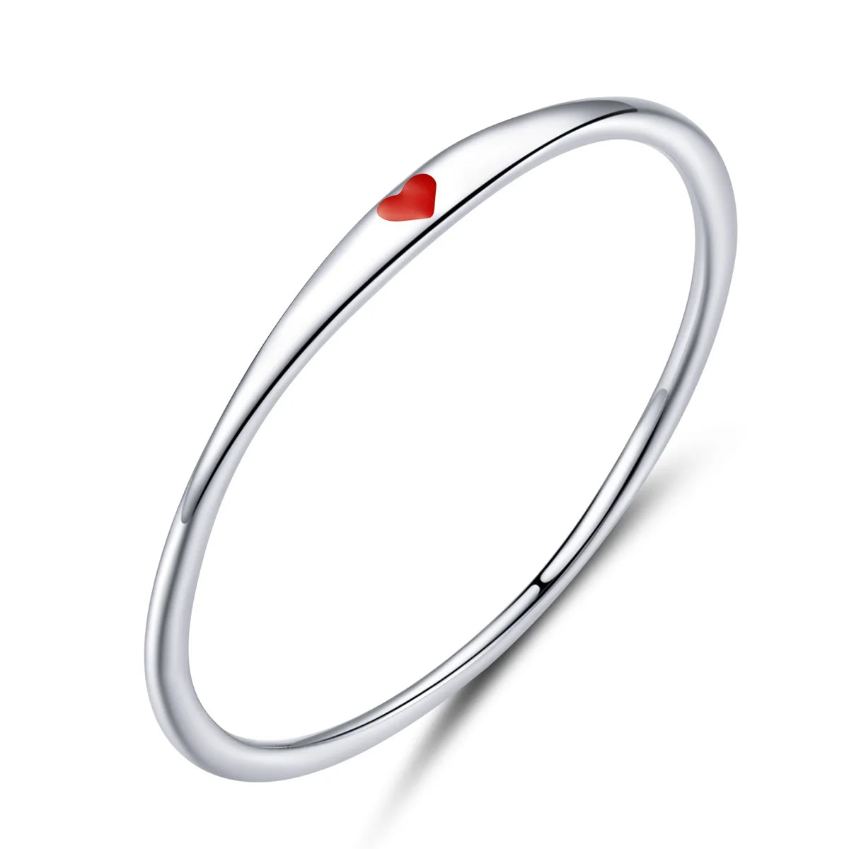 Genuine 100% 925 Sterling Silver Simple Red Heart Ring for Women Wedding Engagement Fashion Silver Jewelry Gift SCR620