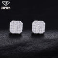 Trendy Luxury Waterproof 925 Sterling Silver Square Earrings Men's Gift Iced VVS D Moissanite Cross Stud Studs