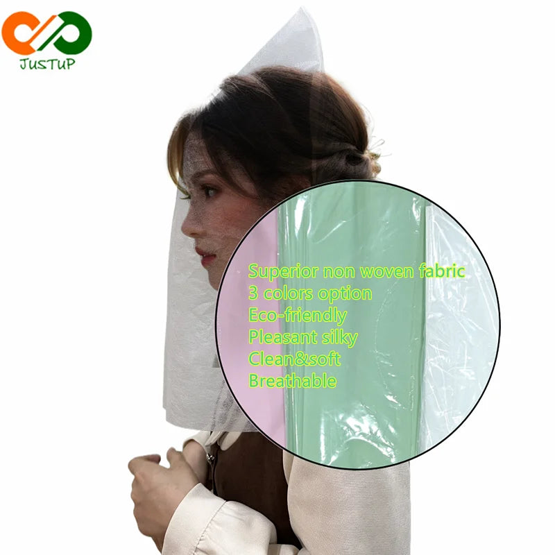 Makeup Protector Folding Hood Single Use Soft NonWoven Disposable Face Cover for Fitting Changing Room Garment Stain Guard Hair MegaBDM