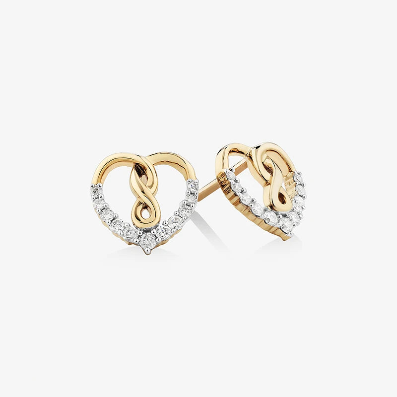 Elegant 925 Sterling Silver Stud Earring Valentine's Day Fine Jewelry Hollow Out Zircon Heart Infinity Earrings for Women
